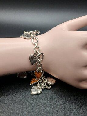 Retired Brighton Charm Bracelet "Piccadilly Hearts" Vintage 8" Collectible